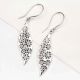 Floral Filigree 92.5 Sterling Silver Earrings Long Oval Drop Earrings