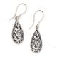 Oval 92.5 Sterling Silver Teardrop Floral Filigree Earrings