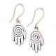 92.5 Sterling silver Earrings Small Spiral design Hand Charm Earrings