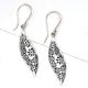 Floral Patterned Leaf 92.5 Sterling Silver Earrings For Women