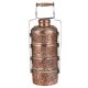 Copper Tiffin Box Four containers With Big Flower And Leaves Engraved Tiffin Box
