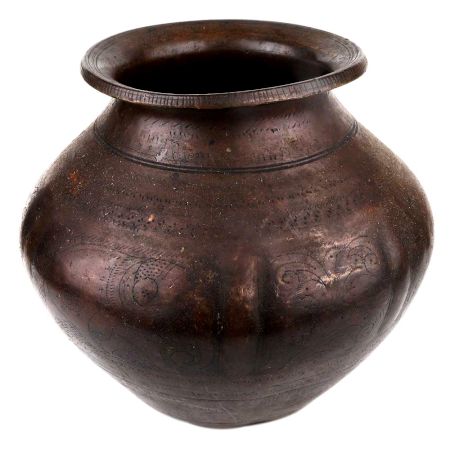 Handmade Brass Water Pot with Engraved Design