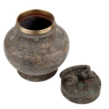 Brass Water Pot With Lid And  Handle On Top