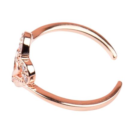 92.5 Sterling Silver Toe Ring With Double Heart For Women With Rose gold Polish (Pair)