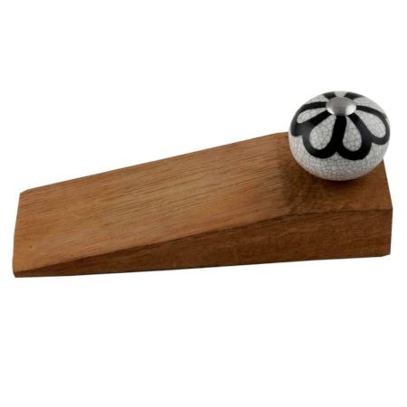 Black Sunflower Crackle Wooden Door Stopper