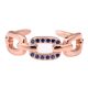 92.5 Sterling Silver toe Ring Chain Design Decorated with Tiny Tanzanite Stones With Rose Gold Polish (Pair)