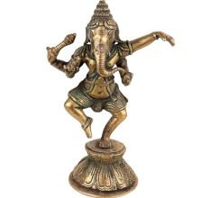 Brass Dancing Ganesha Statue On One Foot