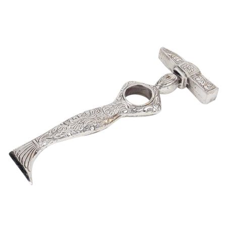 Brass Paper Weight Floral Design Carved Abstract Human Form In Nickel Finish