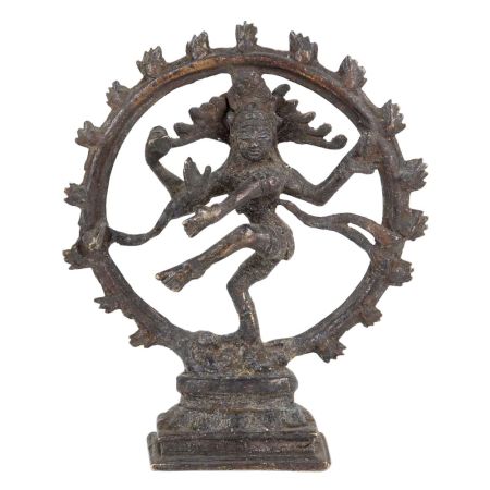 Brass Natraja Dancing Shiva Statue With Rings Of Flame