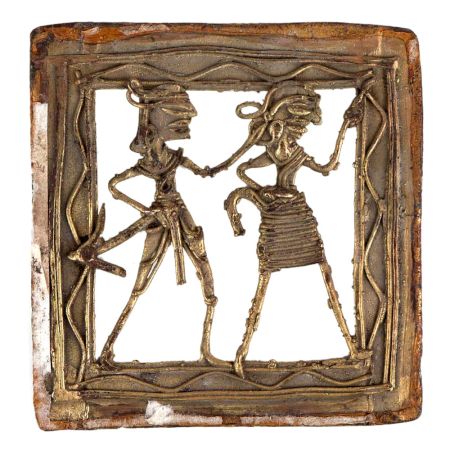 Brass Dhokra Art Hanging Farmer Tribal Couple