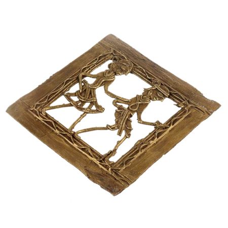 Brass Dhokra Wall Art Hanging Of Rural Couple In Dancing Position