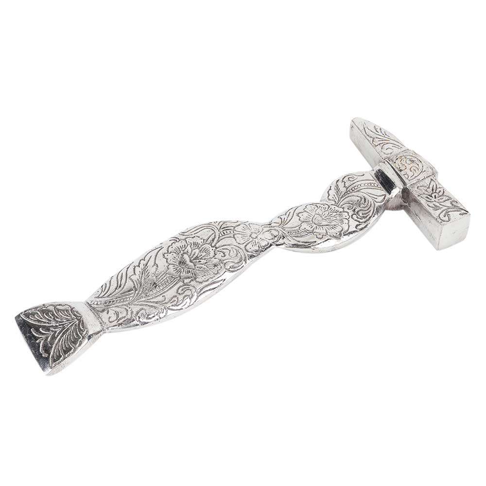 Brass Paperweight with Carved Rope design in Nickel Finish