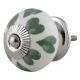 Green & White Ceramic Floral Knob