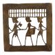 Brass Dhokra Art Hanging Two Farmer With Tribal Lady With Basket
