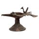 Brass oil Lamp Dhokra Work With Bird Figurines Temple Oil Lamp