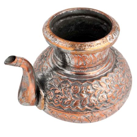 Copper Handmade Tea Pot Carved Design And Spout Kettle