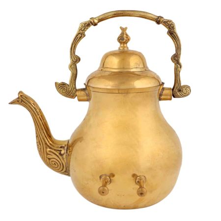 Golden Brass Kettle Or Artistic Tea Pot For Decoration