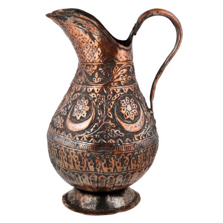 Copper Jug With Islamic Scrolling Motifs And Foliage