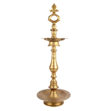 Brass Oil Lamp Four Faceted South Indian Lamp