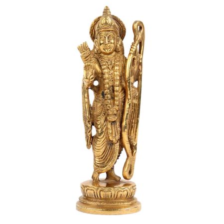 Brass Indian Lord Ram Idol Figurine Holding a Bow