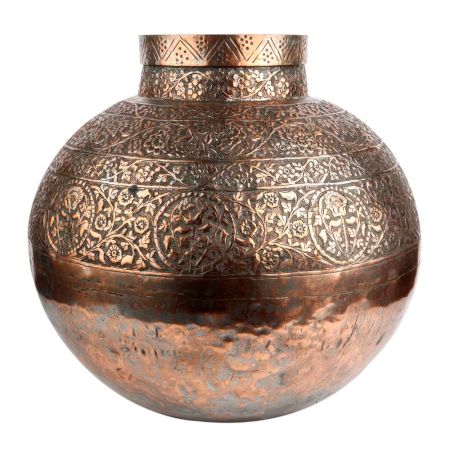 Copper Water Pot With Kashmiri Repousse Artwork