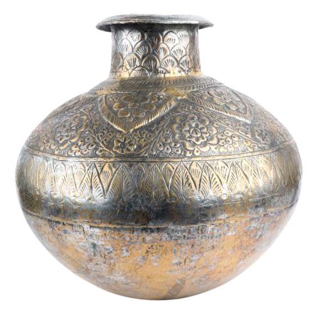 Repousse Floral Copper Water Pot Vintage Collection