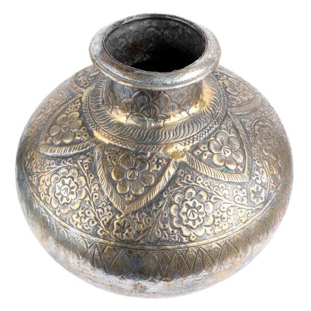 Repousse Floral Copper Water Pot Vintage Collection