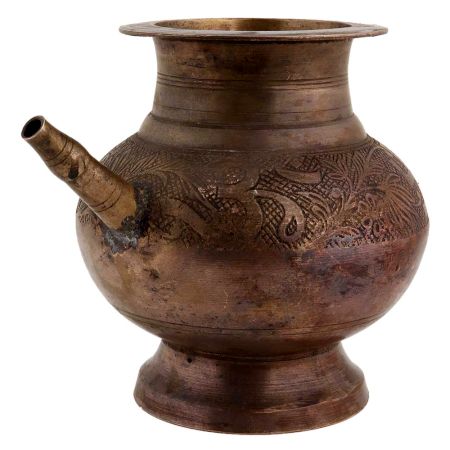 Indian Spouted Floral Brass Pot Lota