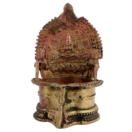Hand crafted Brass Gajllaxmi Lamp With Beautiful Engravings