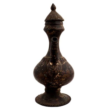 Old Engraved Brass Munhall  Water Pot With Lid  And Spout