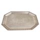 Silver Metal Tray With Eight Sides and Beaded Design On Border