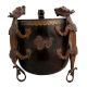 Brass Tibetan Pot With Dragon Figurines In Black