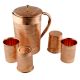 Luxurious Copper Jug With Lid And 4 Copper Glass Serve ware