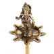 Brass 9 Wick Oil Lamp Ganesha Figurine On Pedestal  Stand