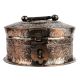Copper Carved  Paan Daan Box With 6 Containers Big Handle And Latch