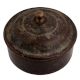 Round Brass Bread Box With Lid And Knob Finial