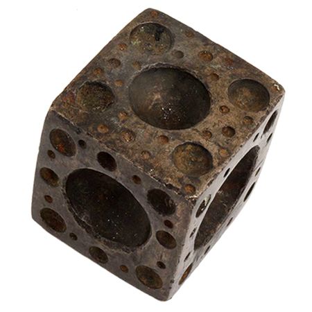 Old Brass Six Sided Dice Paper Weight