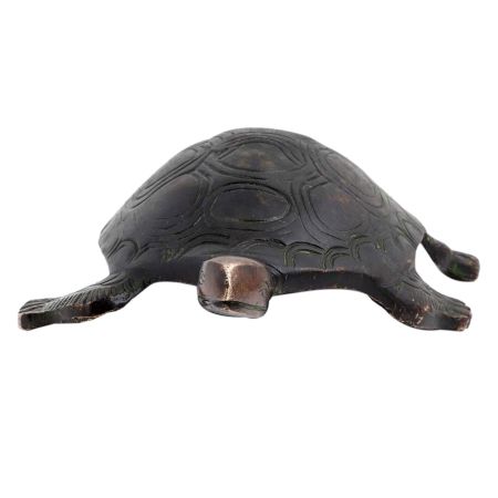 Intricately Carved Black  Brass Turtle Figurine Feng Shui Gift