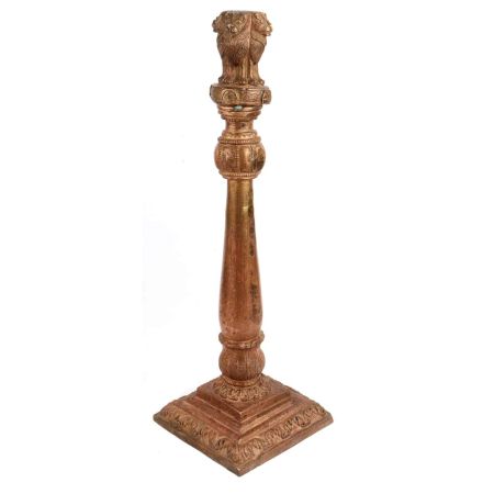 Brass Stupa with Lion Emblem On Top