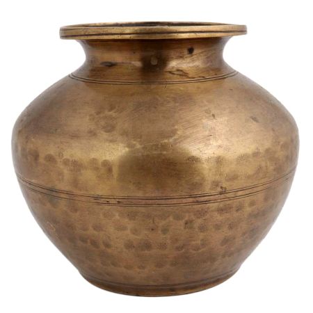 Hand Beaten Brass Water Storage Pot For Worship