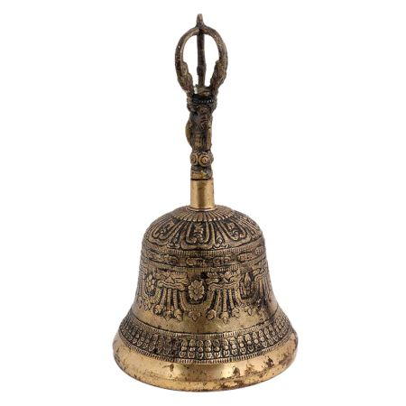 Brass Buddhist Temple Meditation Bell With Dorje