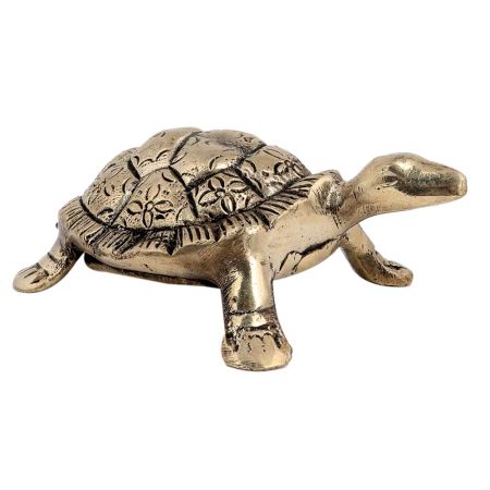 Brass Feng Shui Turtle With Yantra Design