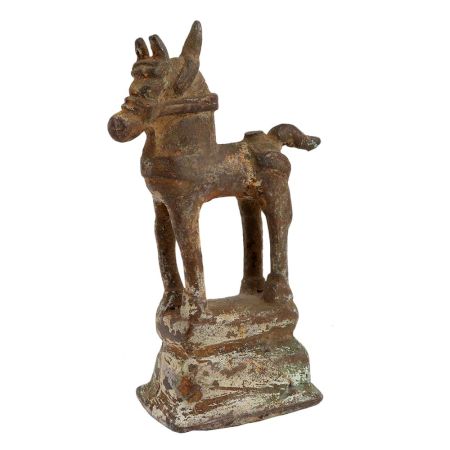 Old Used Standing Horse statue On A  Raised Platform