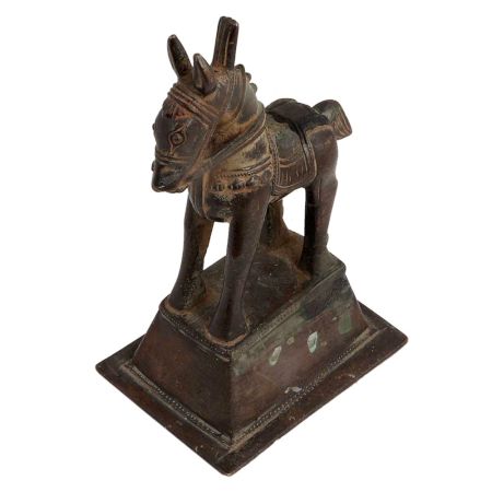 Used Brass Standing Horse Tribal Art Figurine