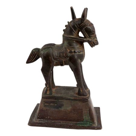 Used Brass Standing Horse Tribal Art Figurine