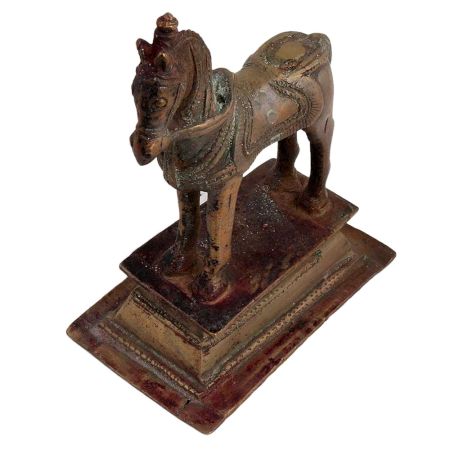 Brass Standing Horse Statue On A High Platform