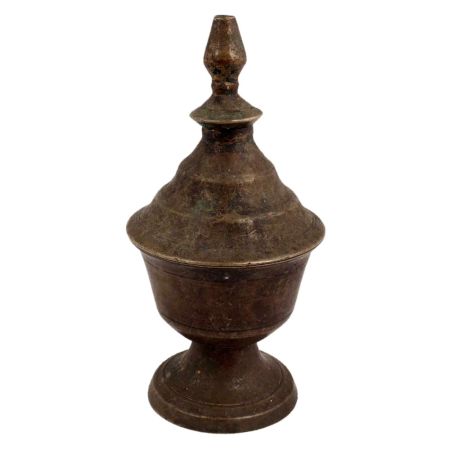 Brass Single Wick Old Oil Lamp Table Display