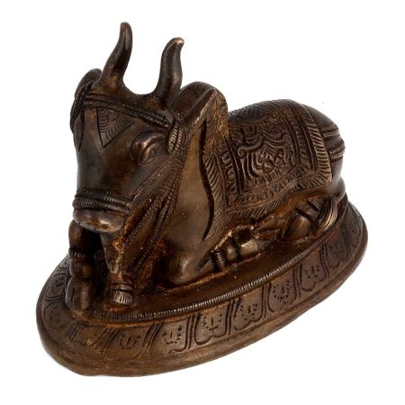 Brass Sitting Maha Shiv Nandi Statue For Good Luck