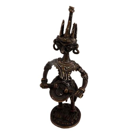 Tribal Brass Statue Drummer Musician