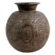 Broad Round Brass Pot Embossed Floral Design